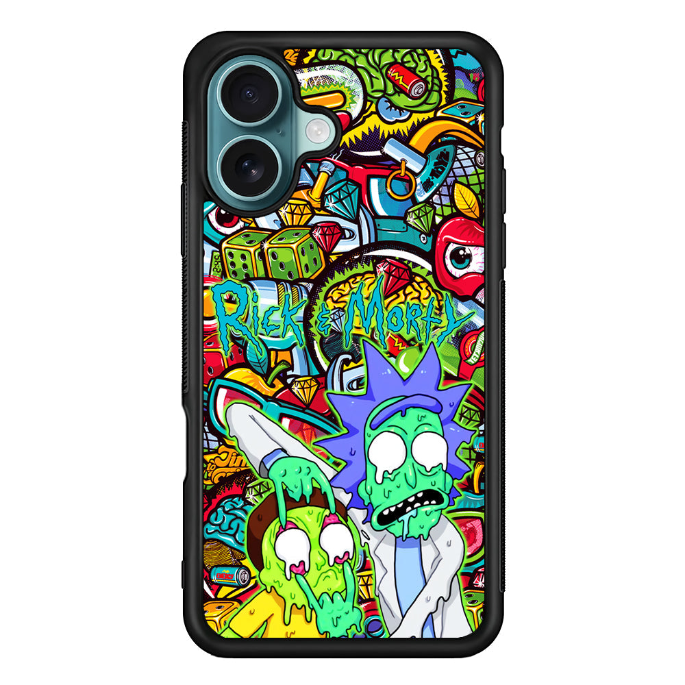 Rick and Morty Melt in Doodle iPhone 16 Plus Case - Xtracase