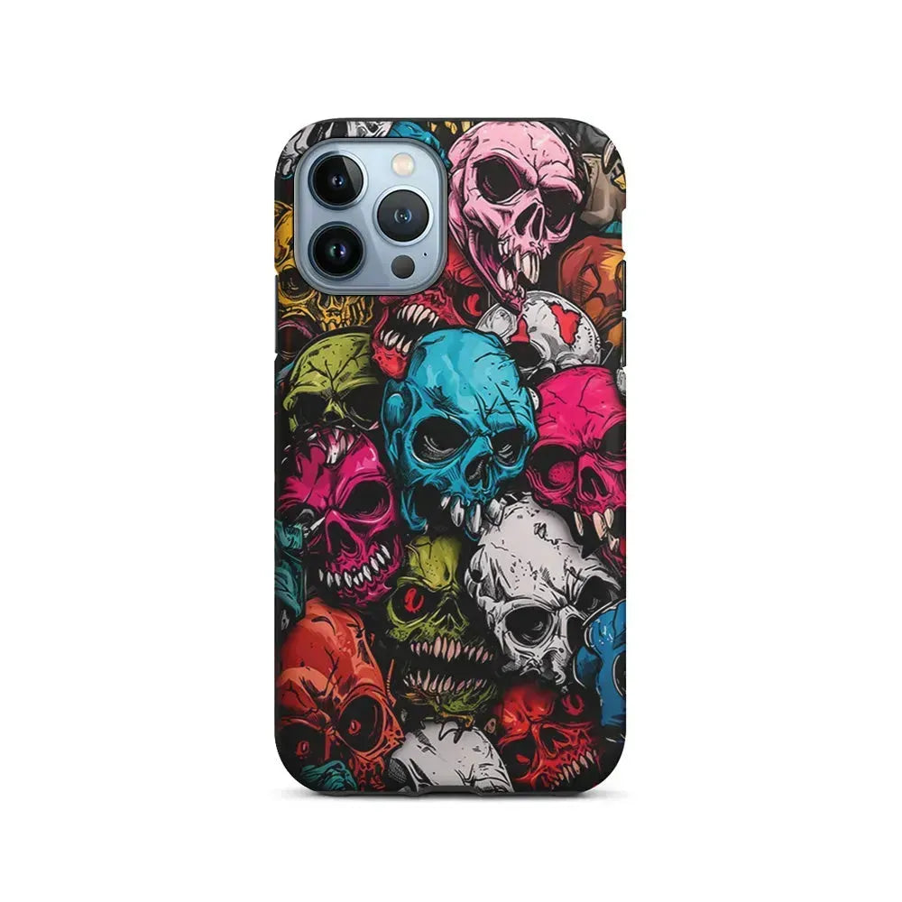 Skull Colorful Pattern iPhone 15 Pro Max Case-2 in 1 Tough Case-Xtracase