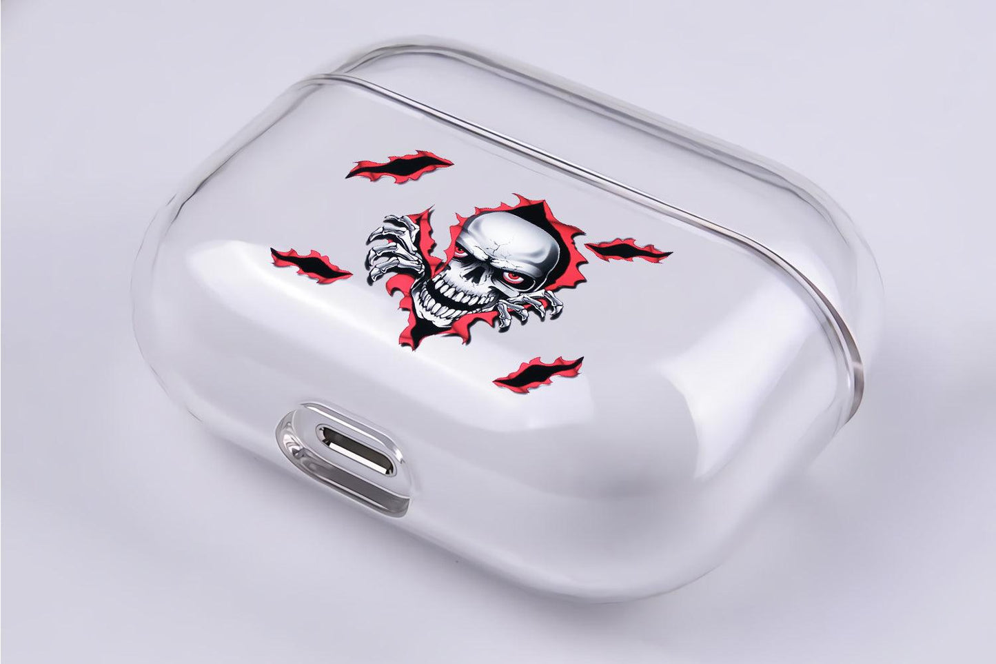Skull on Flame Protective Clear Case Cover For Apple Airpod Pro-Xtracase