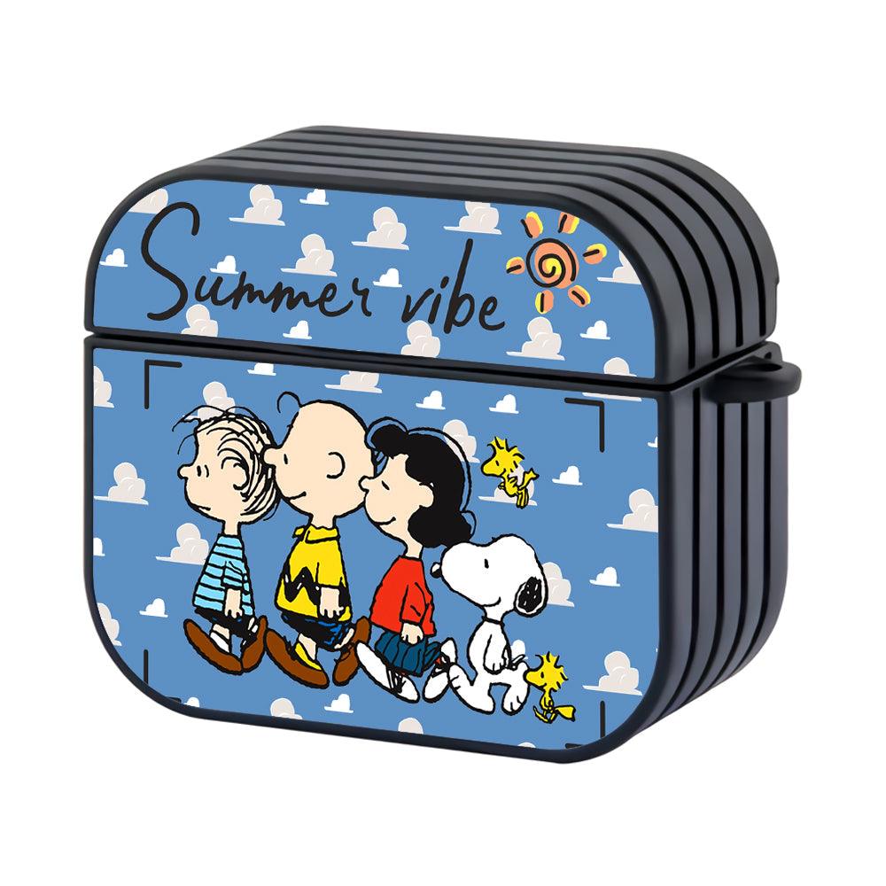 Snoopy Flying on Summer Vibe Hard Plastic Case Cover For Apple Airpods 3-Xtracase