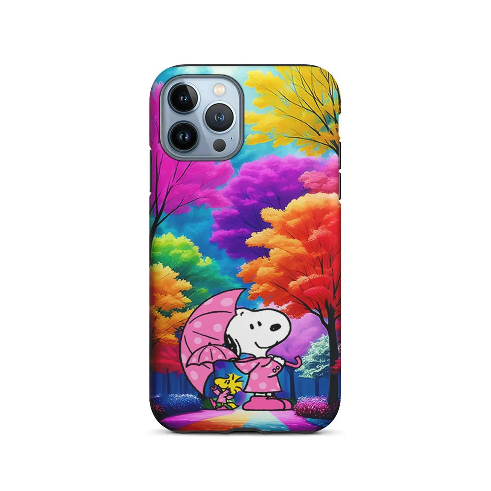 Snoopy and Woodstock in the Forest iPhone 13 Pro Case-2 in 1 Tough Case-Xtracase