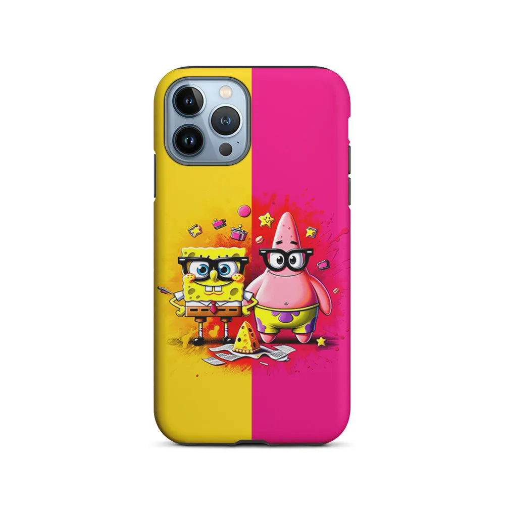 Spongebob and Patrick Yellow Pink iPhone 13 Pro Case-2 in 1 Tough Case-Xtracase