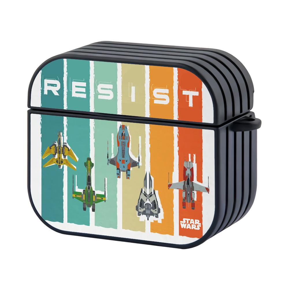 Star Wars Resist Space Ship Hard Plastic Case Cover For Apple Airpods 4-Xtracase