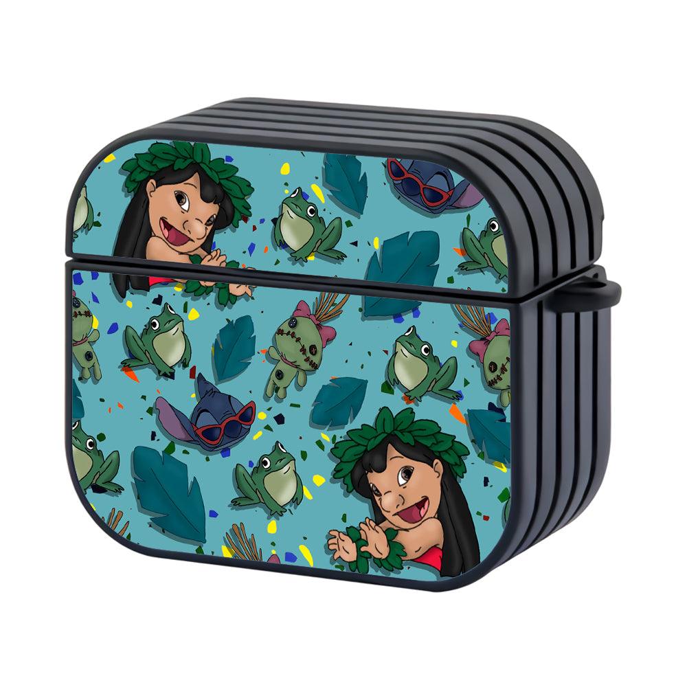 Stitch Bluish Tropical Patern Hard Plastic Case Cover For Apple Airpods 4-Xtracase