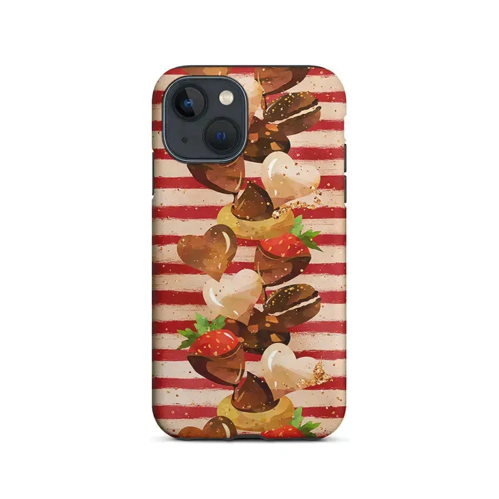 Strawberry in Chocolate and Cookie iPhone 13 Mini Case-2 in 1 Tough Case-Xtracase