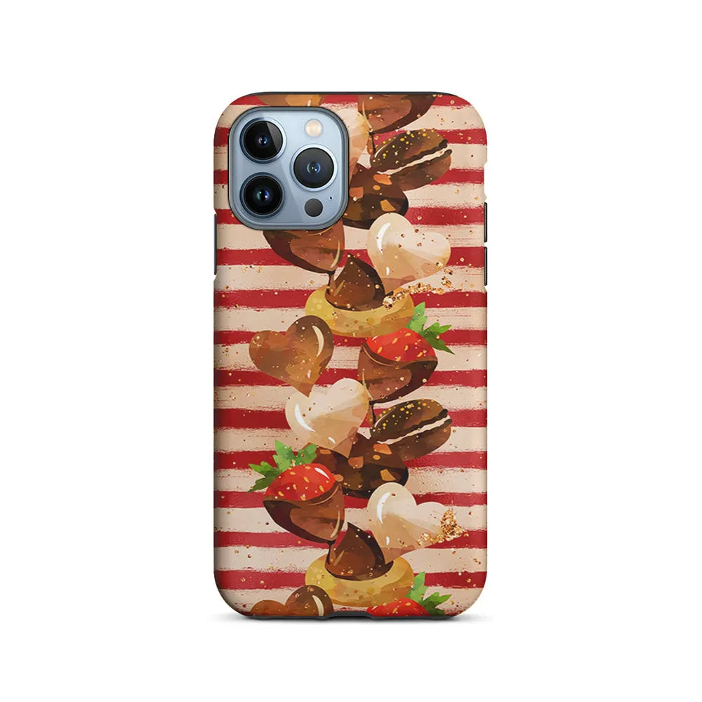 Strawberry in Chocolate and Cookie iPhone 13 Pro Case-2 in 1 Tough Case-Xtracase