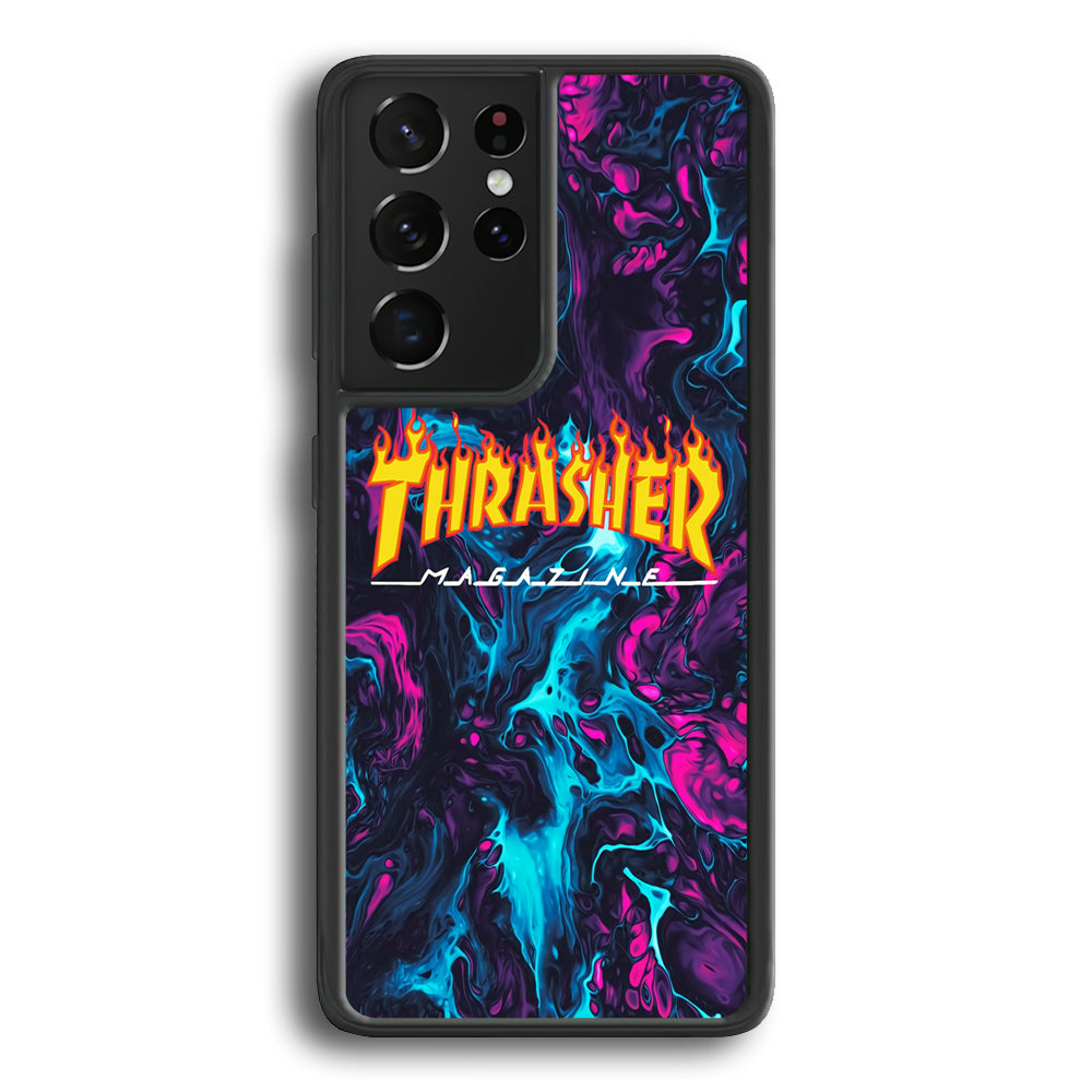 Thrasher Purple Liquid Samsung Galaxy S21 Ultra Case-Xtracase