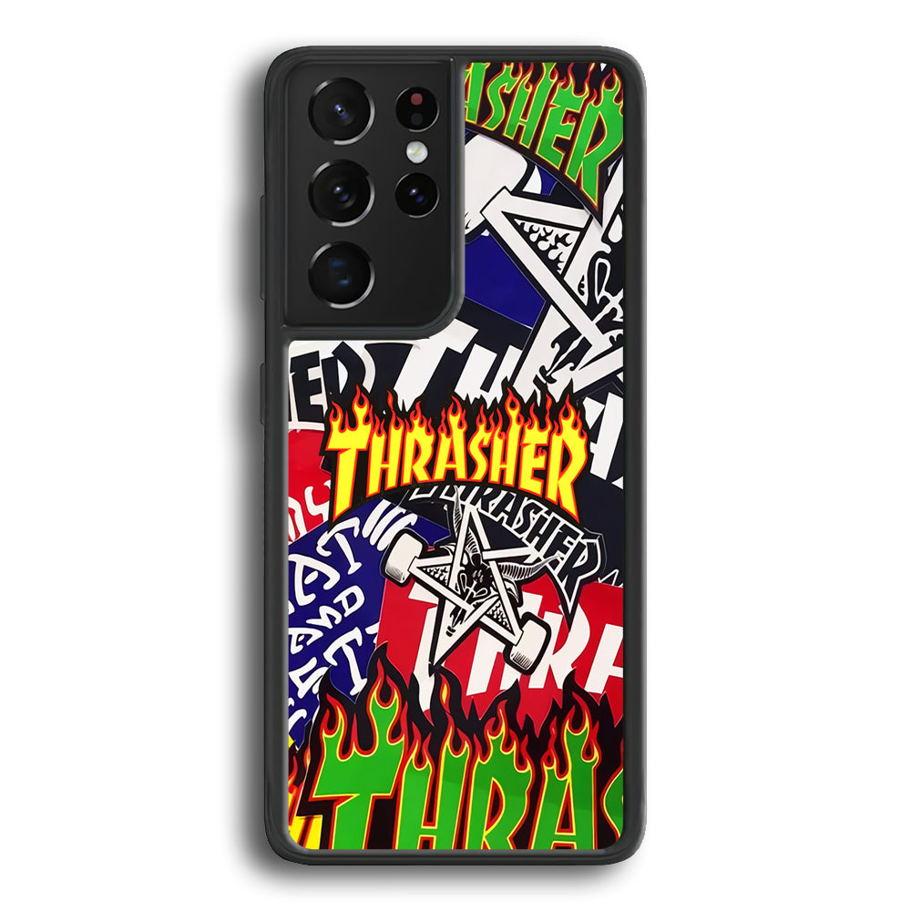 Thrasher Sticker Flat Samsung Galaxy S21 Ultra Case-Xtracase
