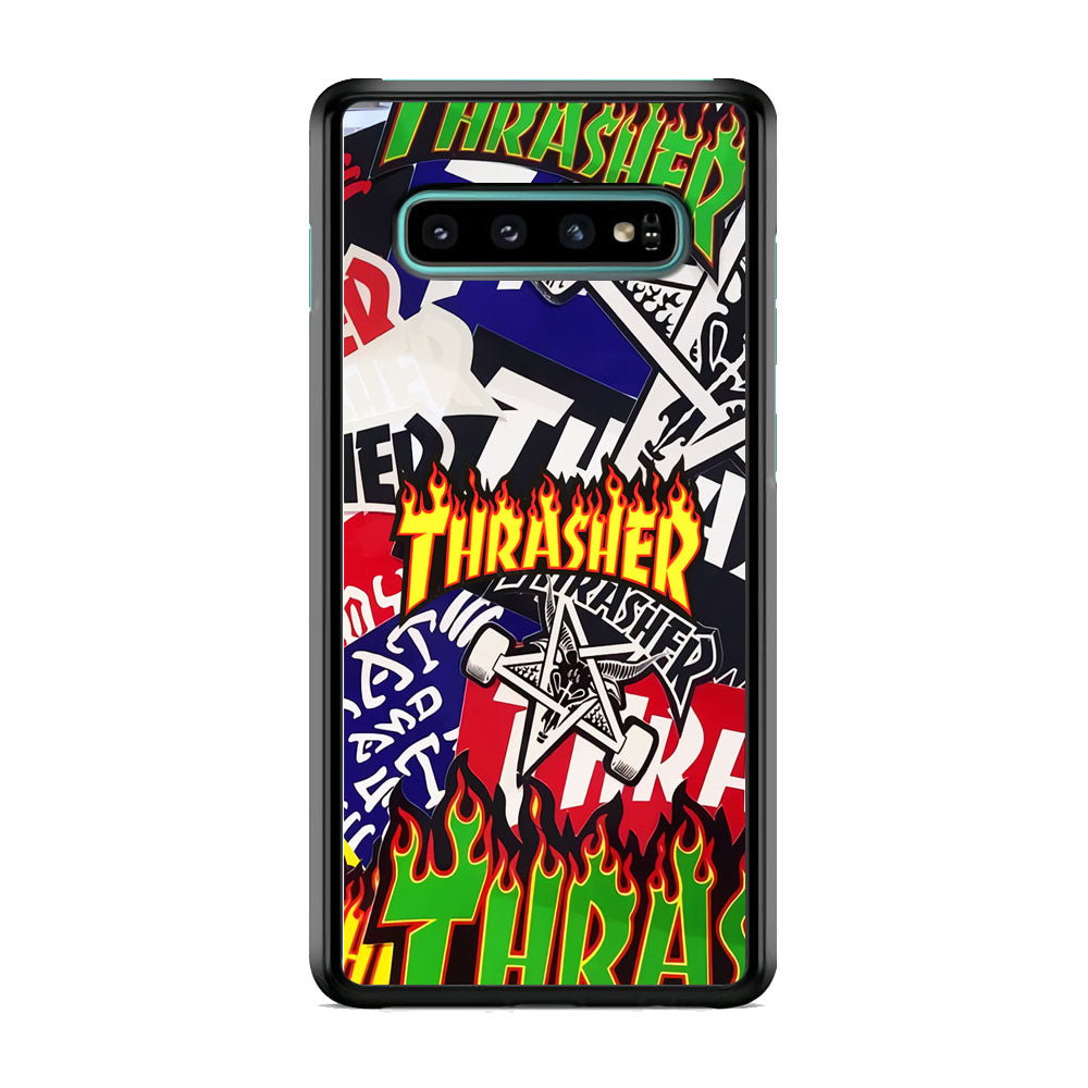 Thrasher Sticker Flat Samsung Galaxy S10 Plus Case-Xtracase