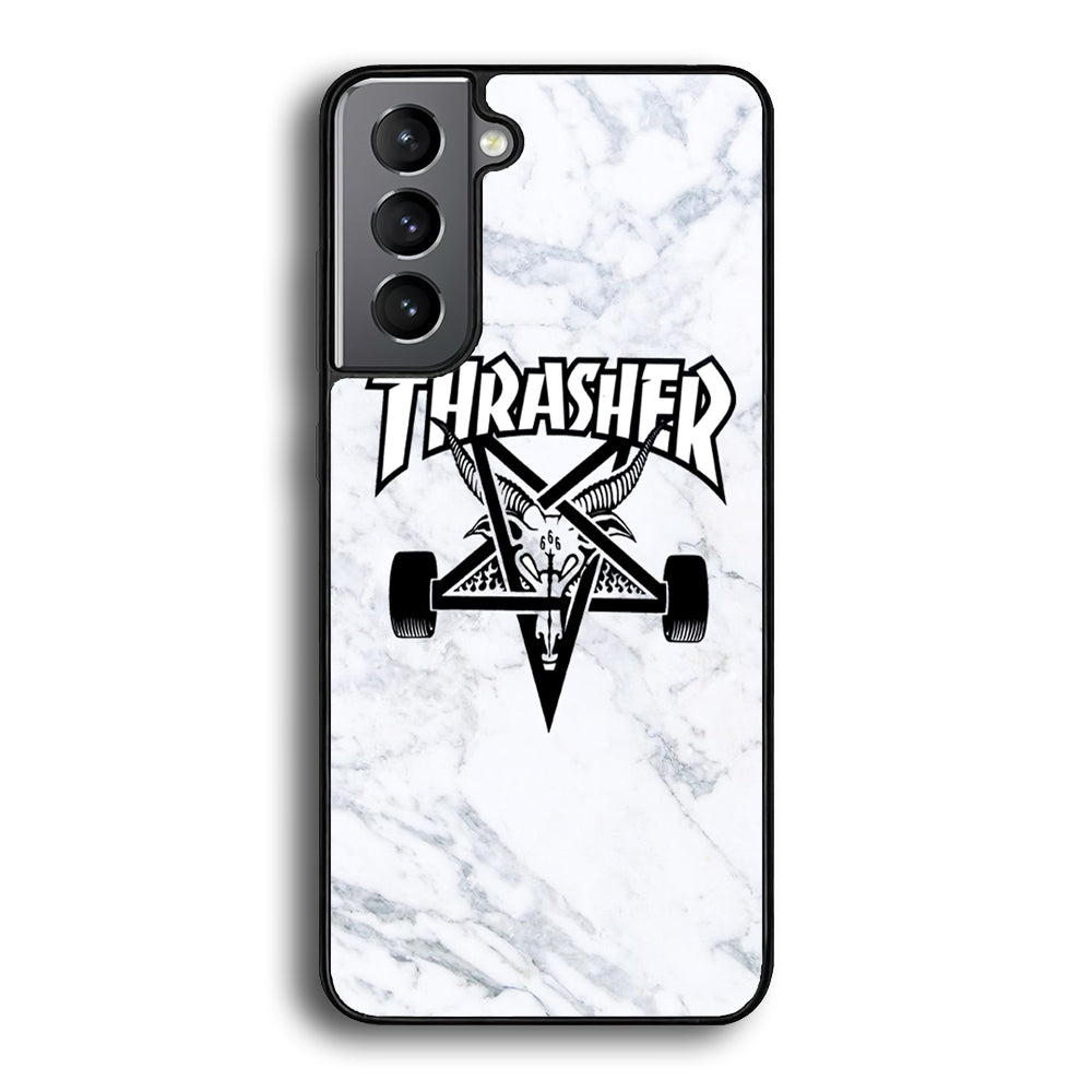 Thrasher x Pentagram White Marble Samsung Galaxy S21 Plus Case-Xtracase