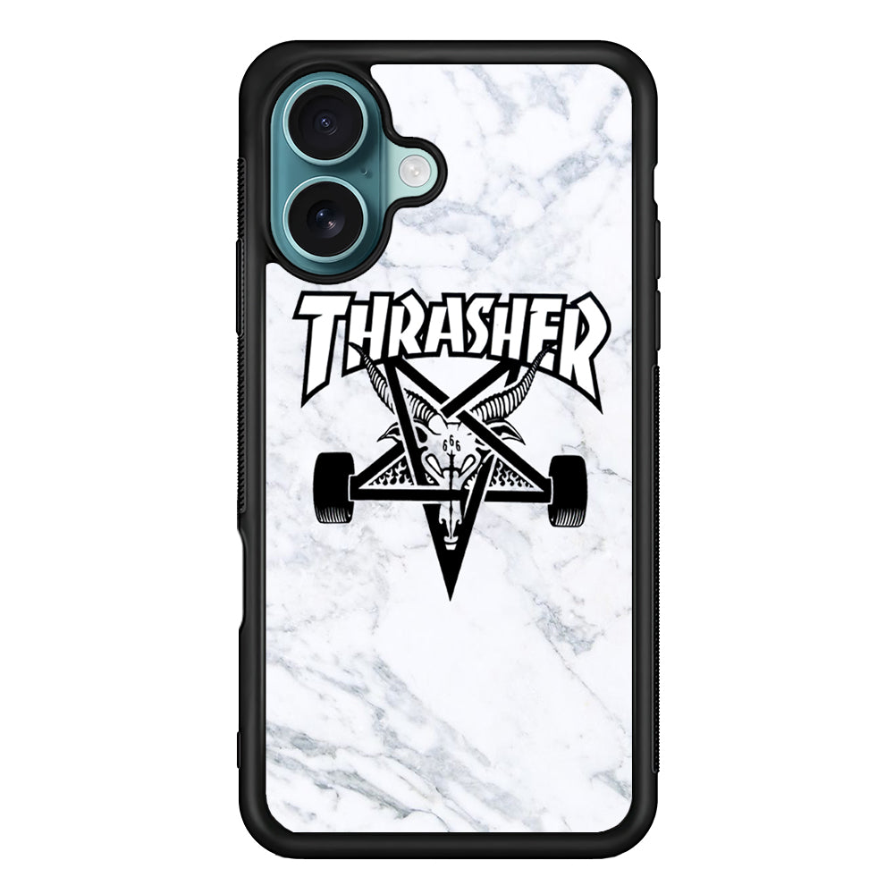 Thrasher x Pentagram White Marble iPhone 16 Case - Xtracase