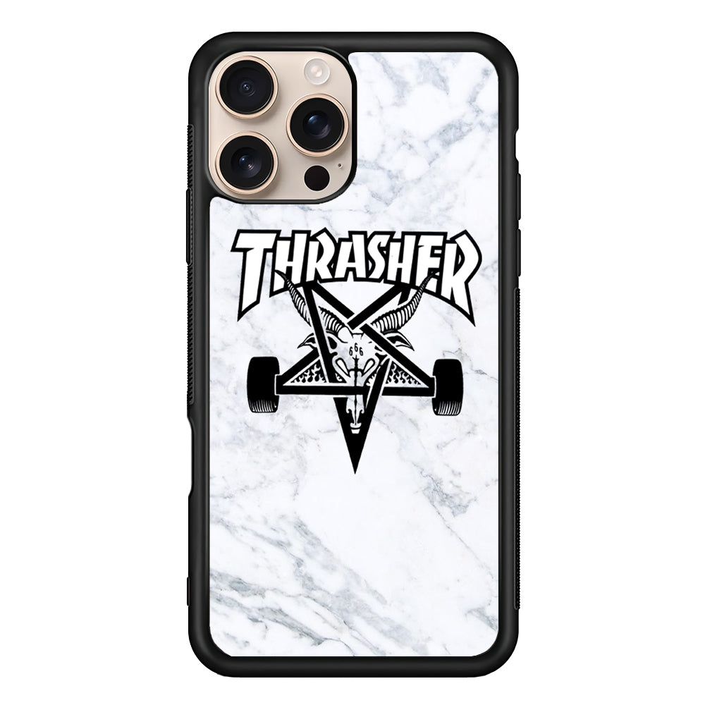 Thrasher x Pentagram White Marble iPhone 16 Pro Case - Xtracase