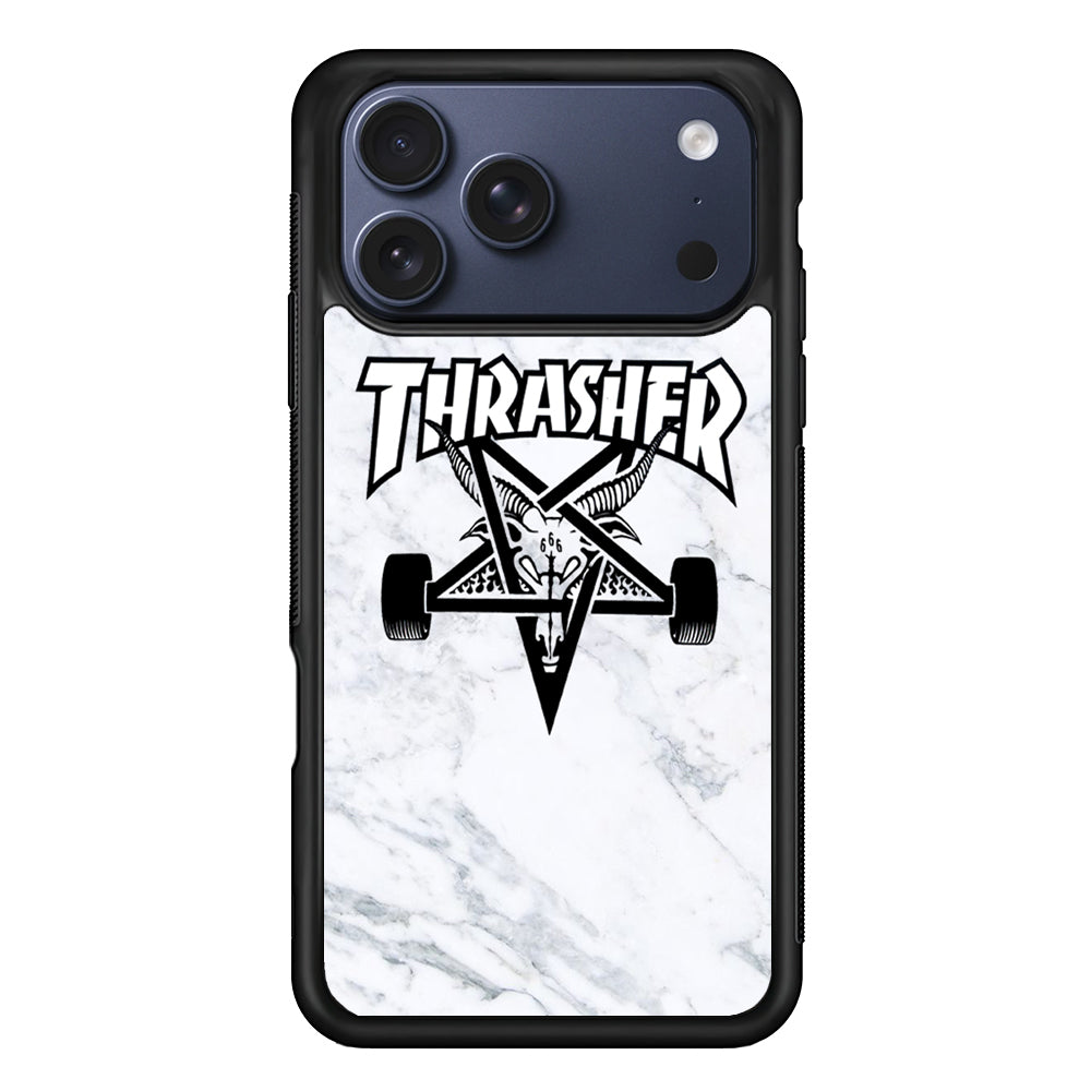 Thrasher x Pentagram White Marble iPhone 17 Pro Case - Xtracase