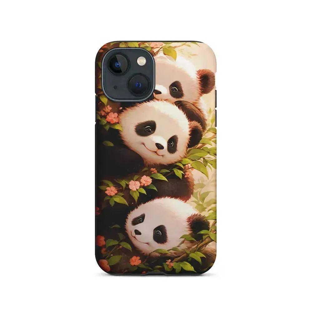 Three Cute Pandas Hiding iPhone 13 Mini Case-2 in 1 Tough Case-Xtracase