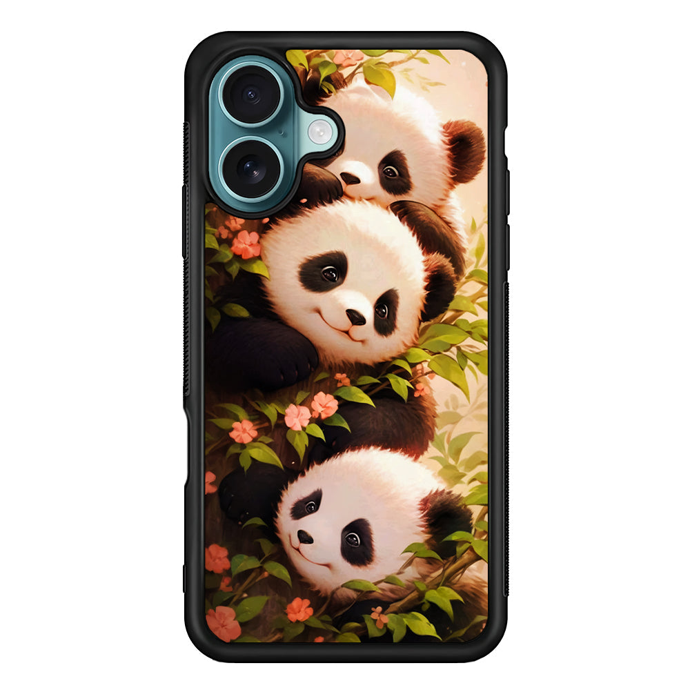 Three Cute Pandas Hiding iPhone 16 Plus Case - Xtracase