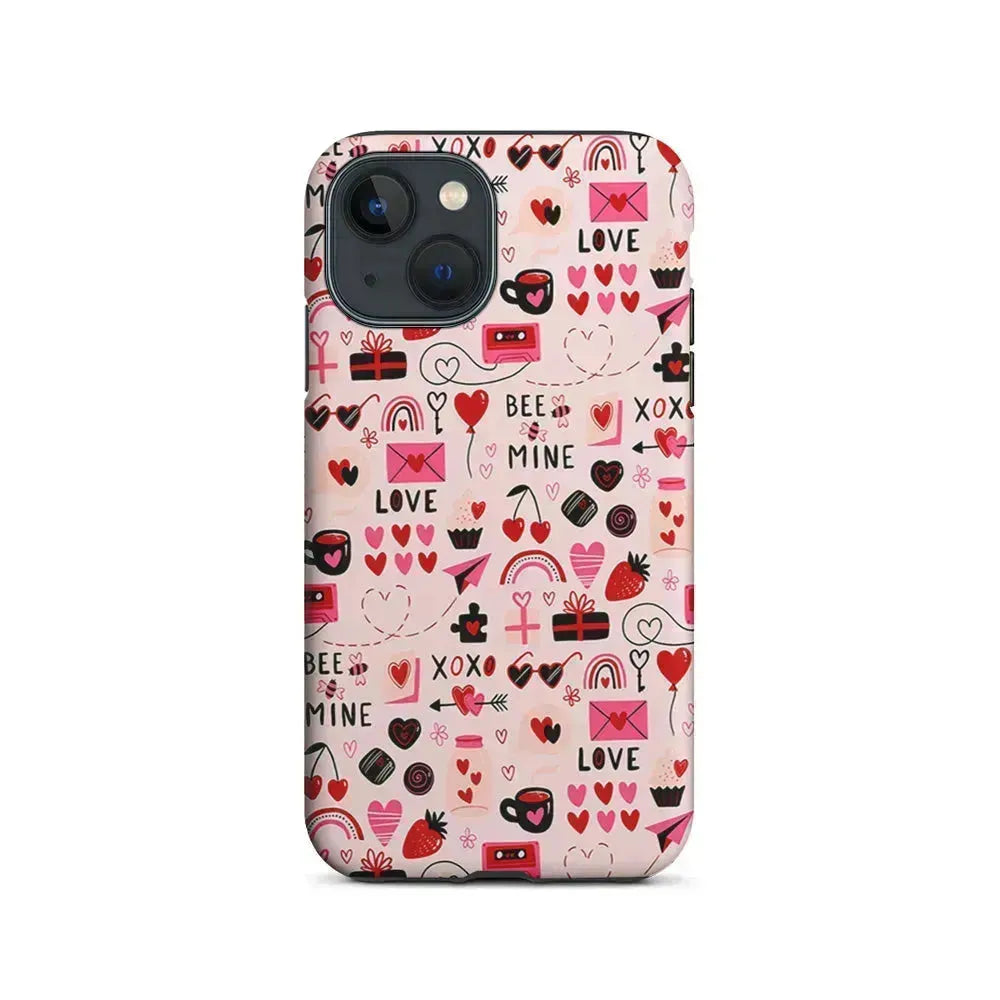 Valentine’s Day Love Pattern iPhone 13 Mini Case-2 in 1 Tough Case-Xtracase