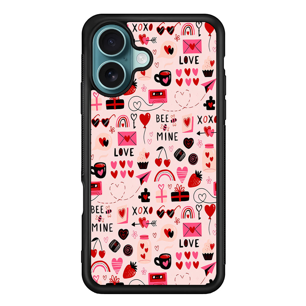 Valentine’s Day Love Pattern iPhone 16 Plus Case - Xtracase