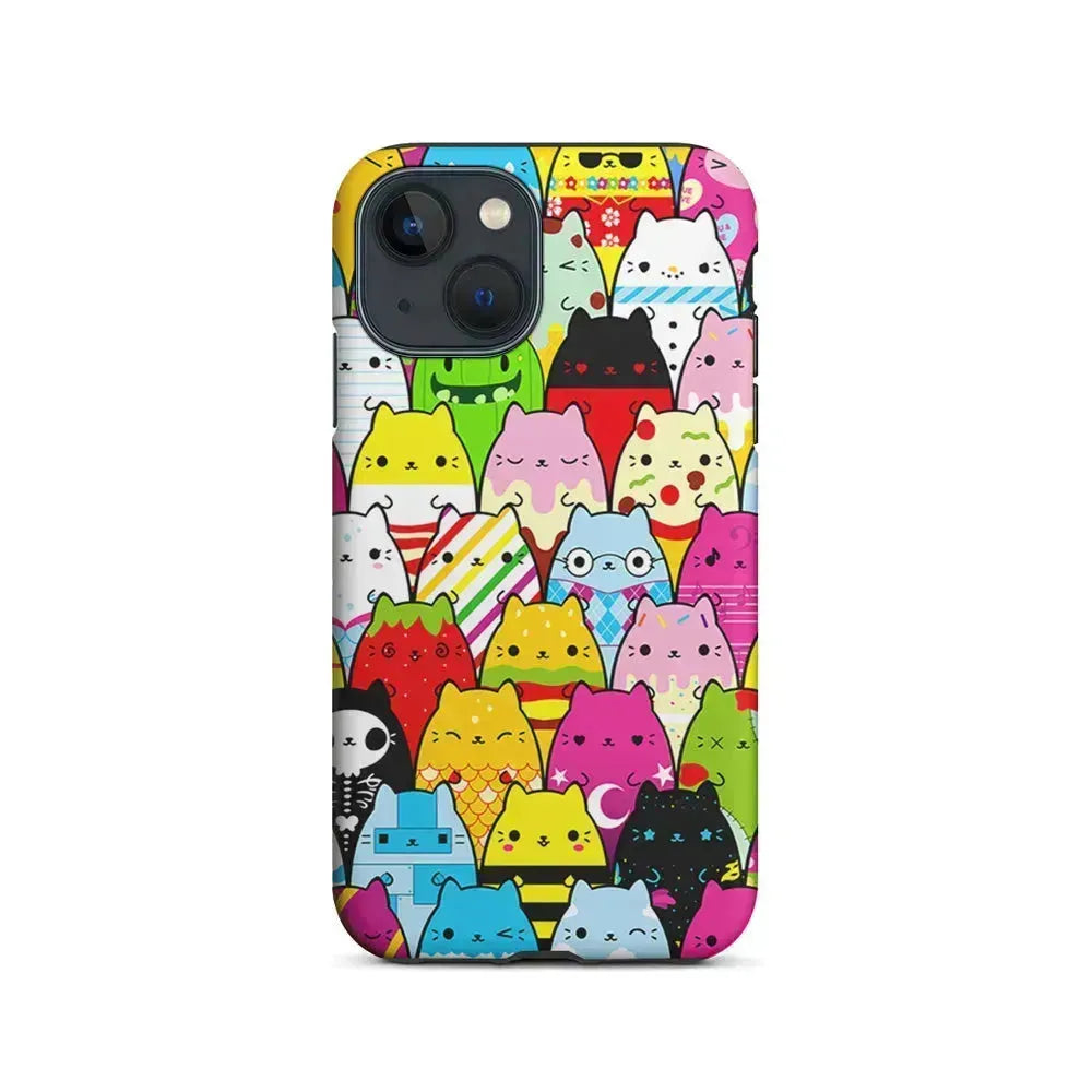Various Cats Cartoon iPhone 13 Mini Case-2 in 1 Tough Case-Xtracase
