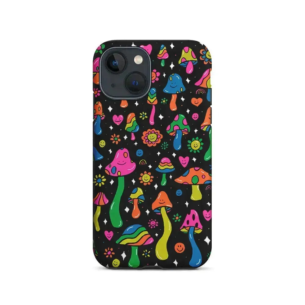 Various Mushrooms Smile Colorful iPhone 13 Mini Case-2 in 1 Tough Case-Xtracase