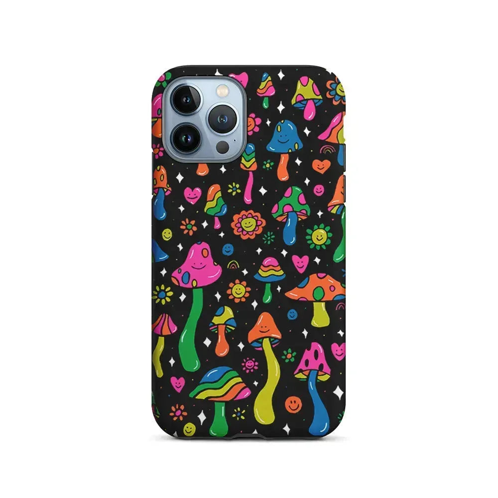 Various Mushrooms Smile Colorful iPhone 15 Pro Max Case-2 in 1 Tough Case-Xtracase