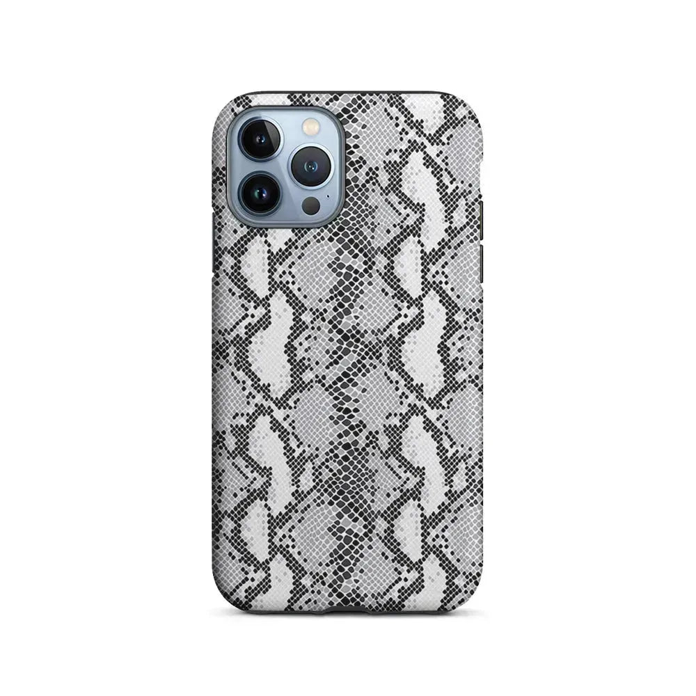 White Snake Skin Pattern iPhone 15 Pro Max Case-2 in 1 Tough Case-Xtracase