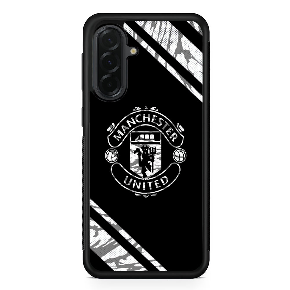 Manchester United Black Emblem Samsung Galaxy A36 Case | Protective Rubber Cover