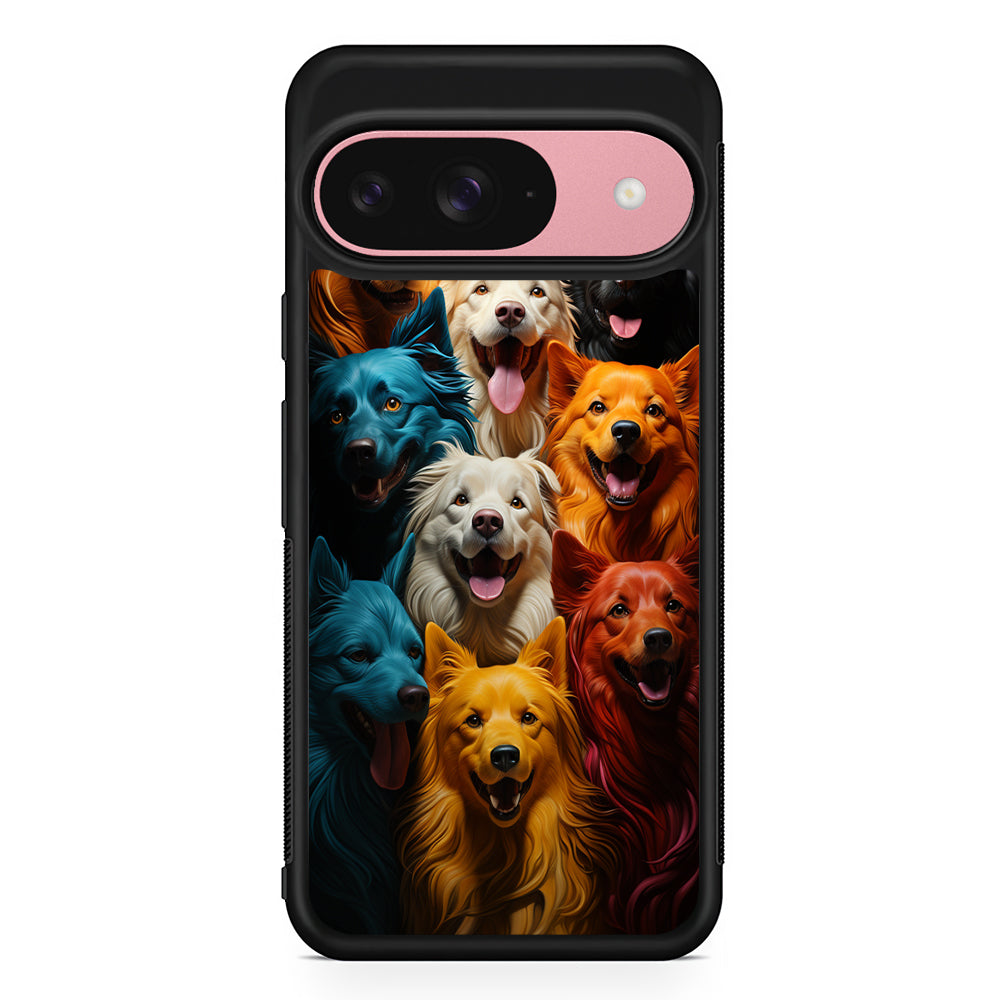 Collection of Colorful Dogs Google Pixel 9 Case | Google Pixel 9 Protective Rubber Case