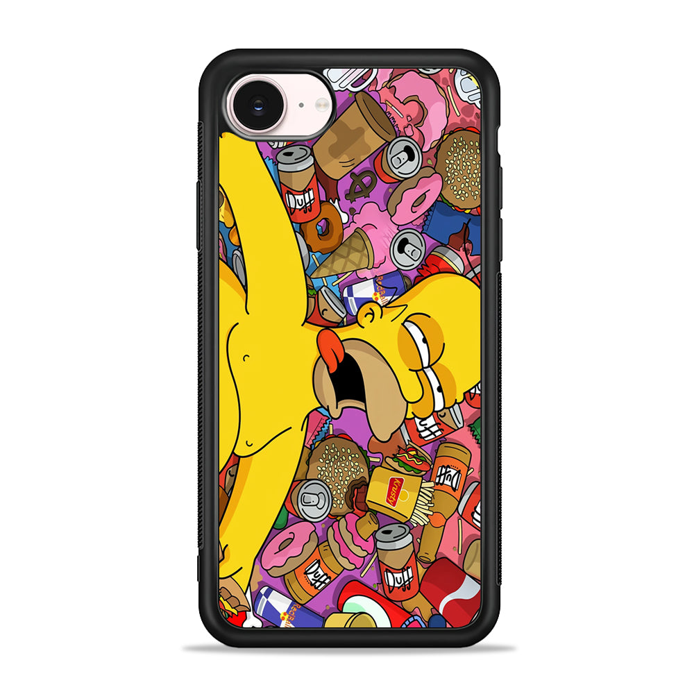 Homer Simpson Faint From Being Full iPhone 17e Case - Silicone Case