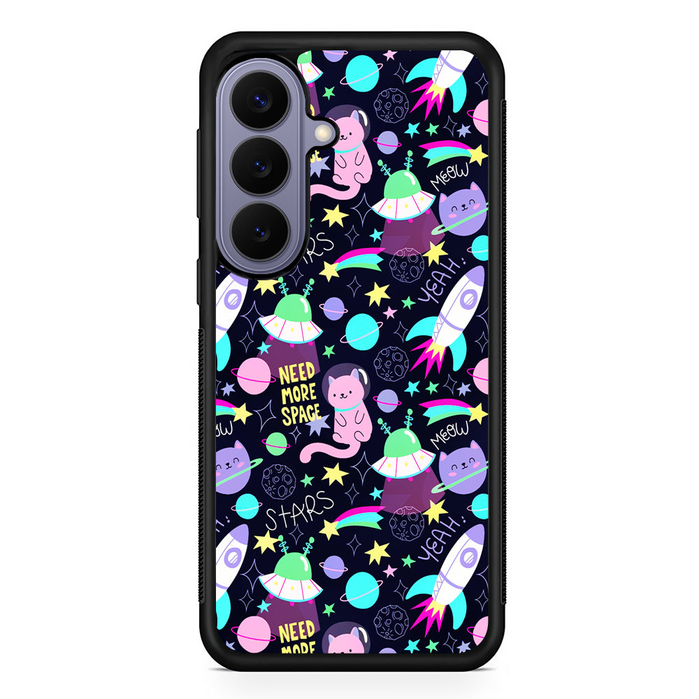 Astronauts Rockets Cat Samsung Galaxy S26 Case | Durable Rubber Case for Samsung Galaxy S26