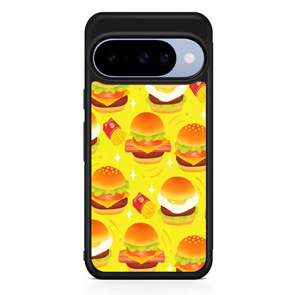 Fast Food Snack Burger Google Pixel 10 Case | Google Pixel 10 Rubber Protective Case