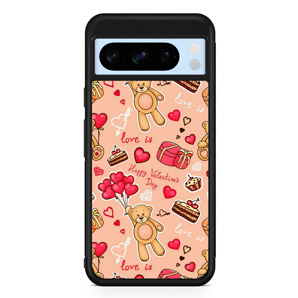 Valentine’s Day with Teddy Bears Google Pixel 8 Pro Case | Slim Rubber Case for Google Pixel 8 Pro