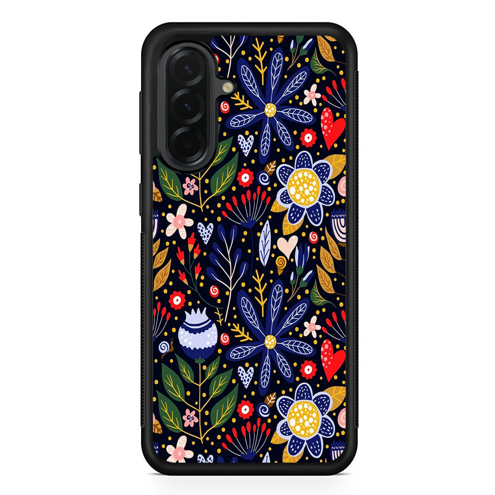 Flowers on a Dark Aesthetic Samsung Galaxy A36 Case | Protective Rubber Cover