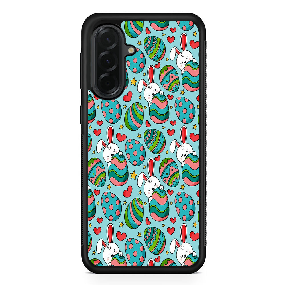 Easter Eggs and Rabbits Pattern Samsung Galaxy A36 Case | Protective Rubber Cover