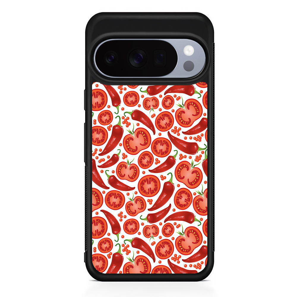 Tomatoes and Chili Peppers Google Pixel 10 Pro Case | Google Pixel 10 Rubber Protective Case