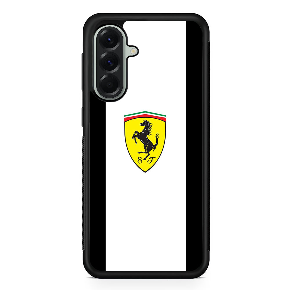 Ferrari White Stripe Emblem Samsung Galaxy A56 Case | Samsung Galaxy A56 Rubber Protective Case