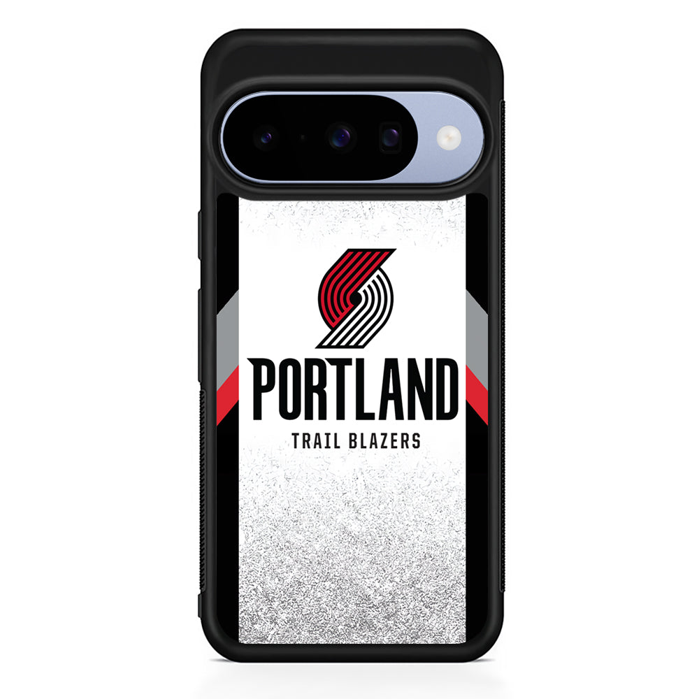 NBA Portland Trail Blazers Silver Google Pixel 10 Case | Google Pixel 10 Rubber Protective Case
