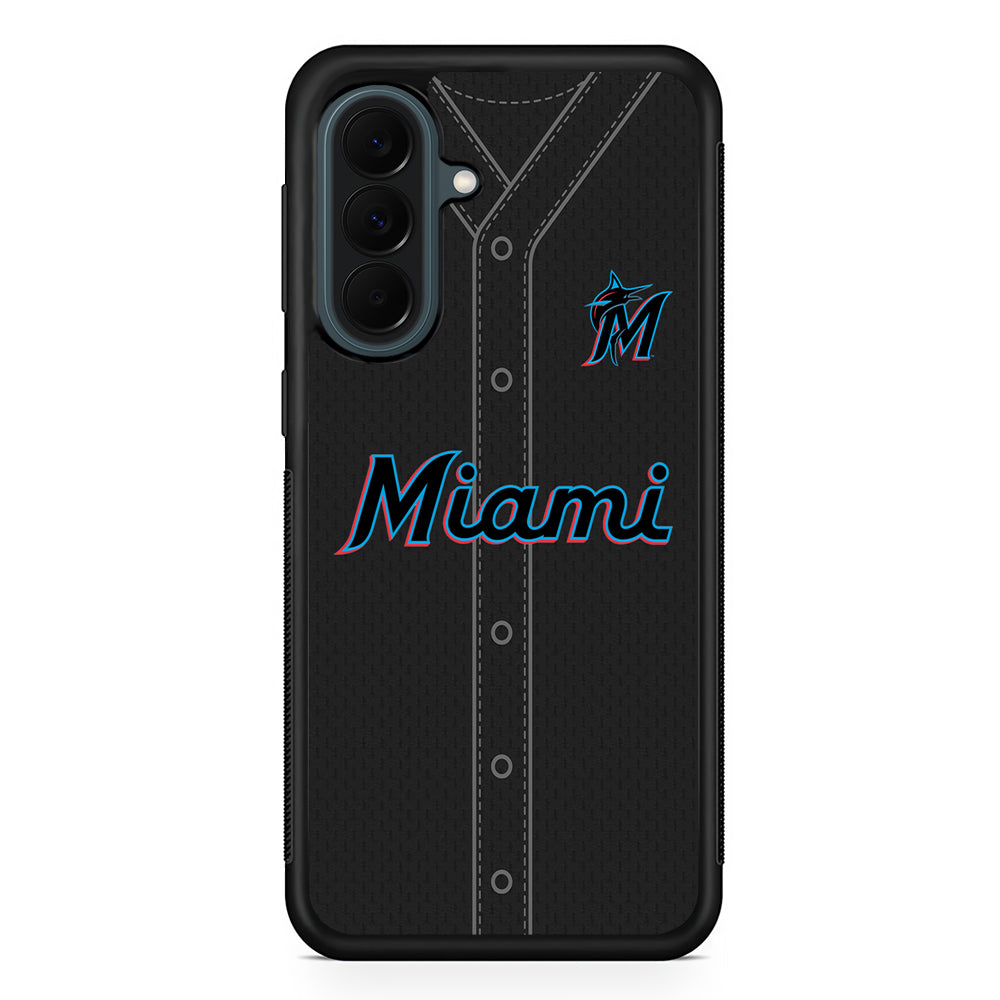 MLB Miami Marlins Jersey Samsung Galaxy A37 Case | Samsung Galaxy A37 Rubber Phone Case