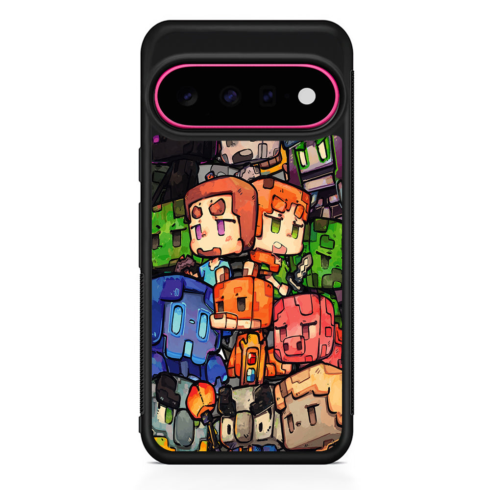 Minicraft Characters Drawing Google Pixel 11 Case | Slim Shockproof Cover