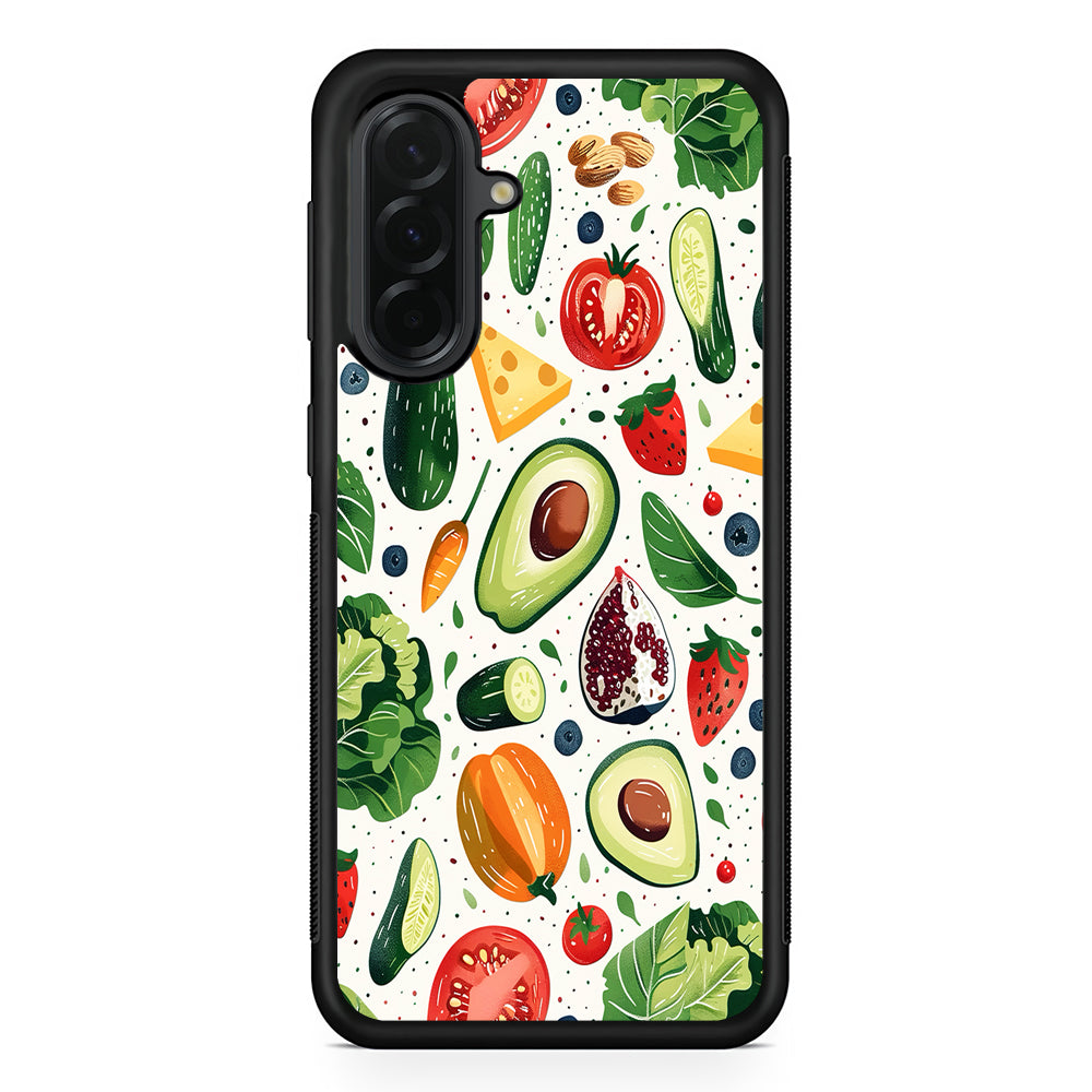 Collection of Fruits and Vegetables Samsung Galaxy A36 Case | Protective Rubber Cover
