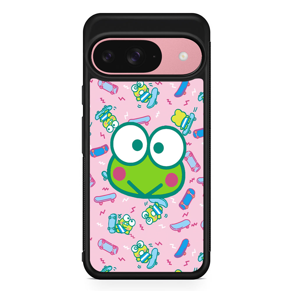 Keroppi Skate Pattern Google Pixel 9 Case | Google Pixel 9 Protective Rubber Case