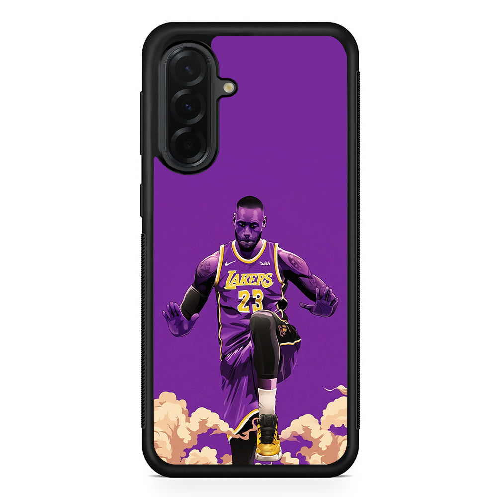Lebron James Purple Background Samsung Galaxy A36 Case | Protective Rubber Cover