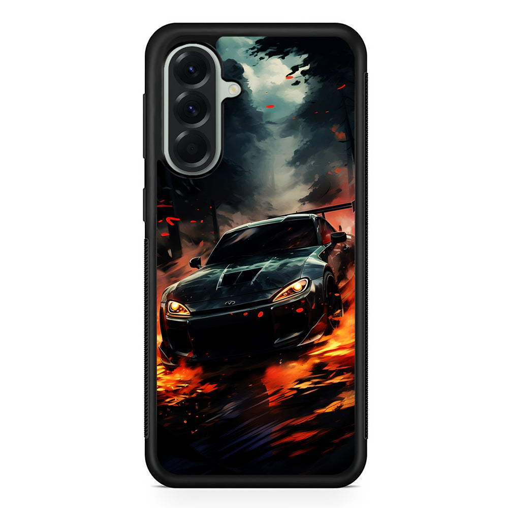 Sport Car Drift Smoke Samsung Galaxy A56 Case | Samsung Galaxy A56 Protective Rubber Case