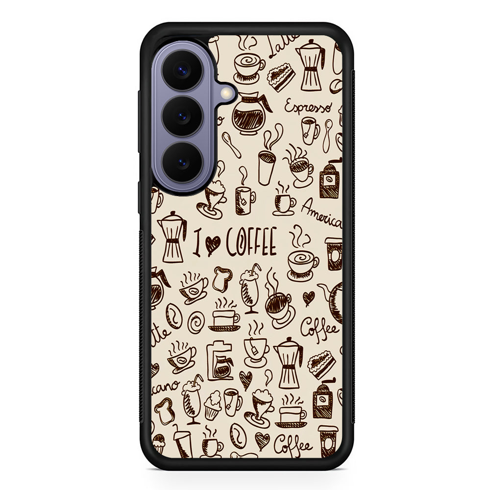 CoffeeTime Doodle Samsung Galaxy S26 Case | Durable Rubber Case for Samsung Galaxy S26