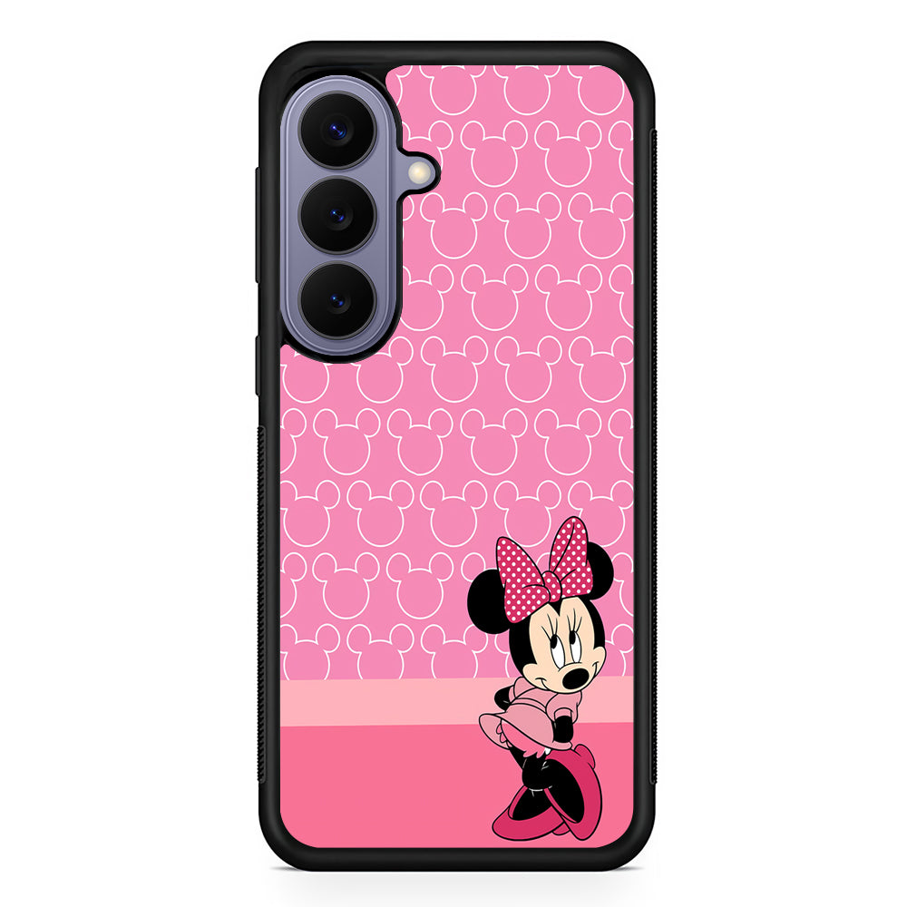 Minnie Mouse Pink Background Samsung Galaxy S26 Case | Durable Rubber Case for Samsung Galaxy S26