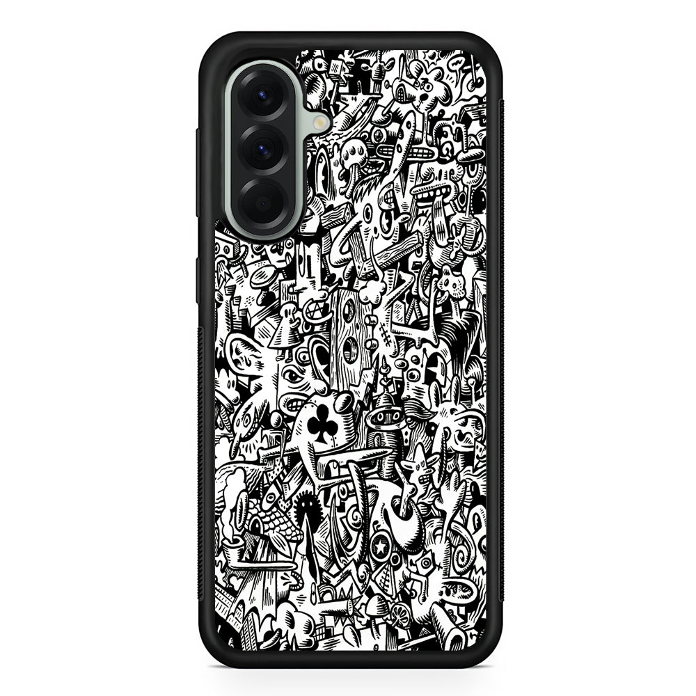 Graffiti Doodle Monokrom Samsung Galaxy A56 Case | Samsung Galaxy A56 Protective Rubber Case