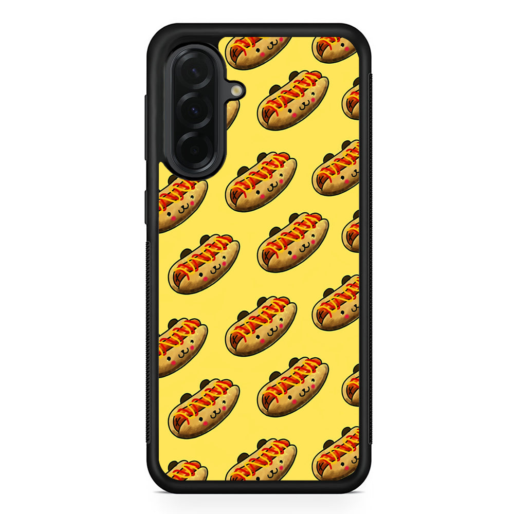 Fast Food Hot Dog Pattern Samsung Galaxy A36 Case | Protective Rubber Cover