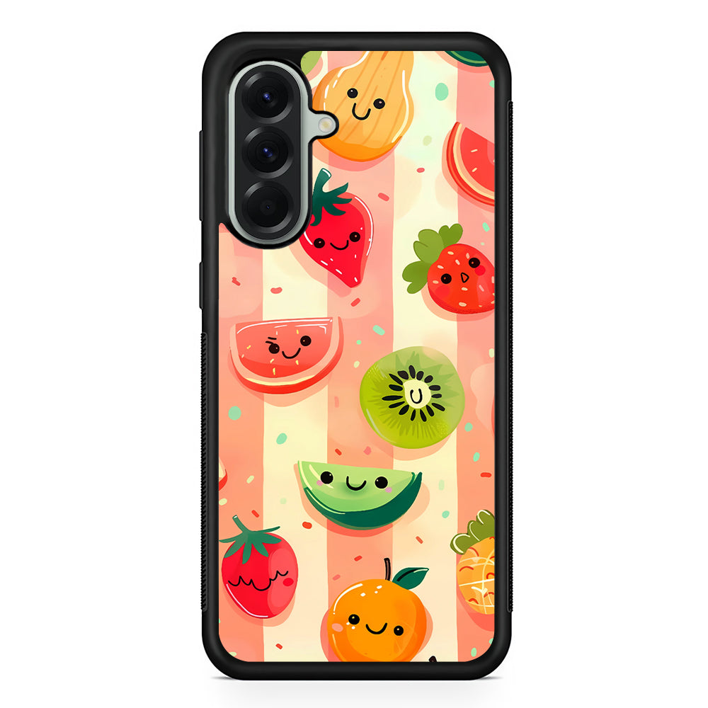 Colorful Fruit Cartoon Stripe Samsung Galaxy A56 Case | Samsung Galaxy A56 Protective Rubber Case