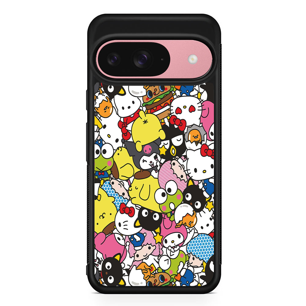Hello Kitty and Friends Doodle Google Pixel 9 Case | Google Pixel 9 Protective Rubber Case