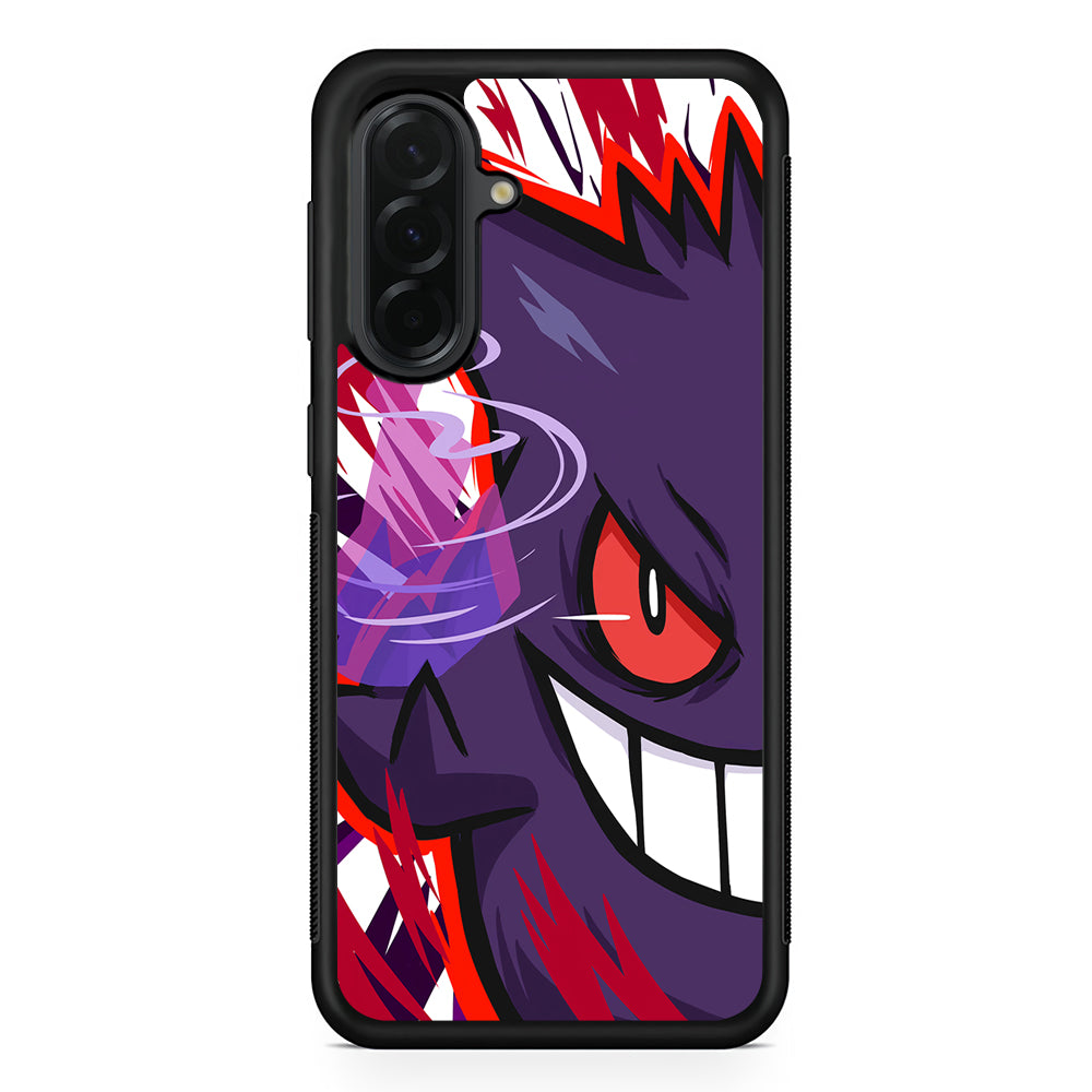 Pokemon Gengar Half Face Samsung Galaxy A36 Case | Protective Rubber Cover