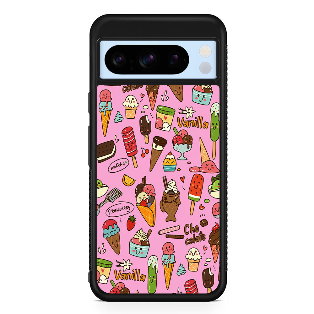 Ice Cream Doodle Cartoon Google Pixel 8 Pro Case | Slim Rubber Case for Google Pixel 8 Pro